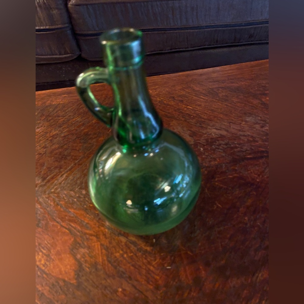 Vintage Green Glass Wine Decanter